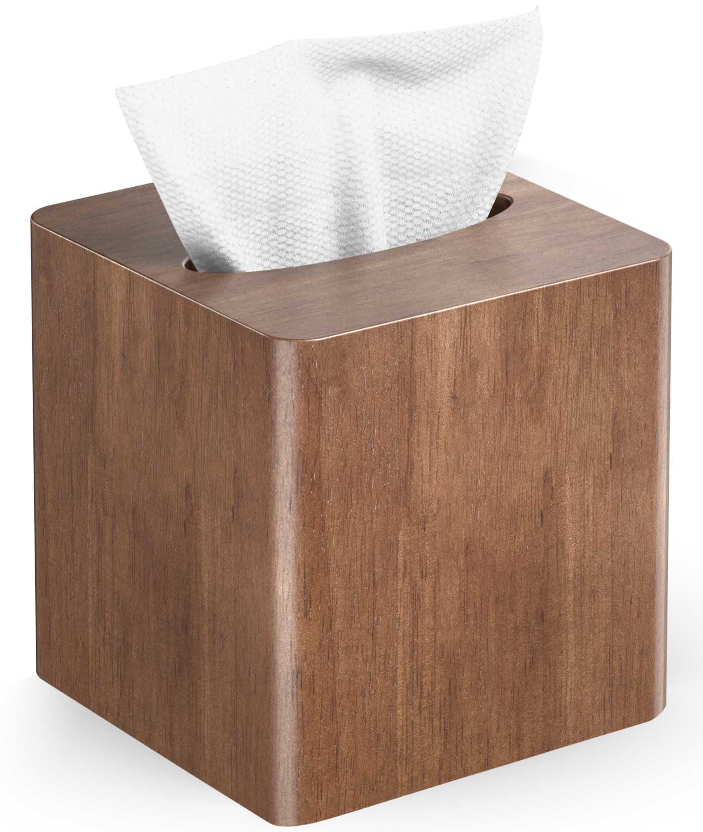 Livelab Tissue Box Cover Square - Oak Wood Tissue Box Holder for Living Room, Dinner Table, Bathroom, Office - Decorative Wooden