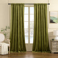 Nemia Moss Green Velvet Curtains For Bedroom Window, Rod Pocket Thermal Insulated Luxury Vintage Heavy Blackout Curtain Velvet D