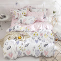 Bulutu Floral Love Print Girls Duvet Cover Full White/Pink Cotton Premium Blossom Kawaii Reversible Kids Bedroom Comforter Cover