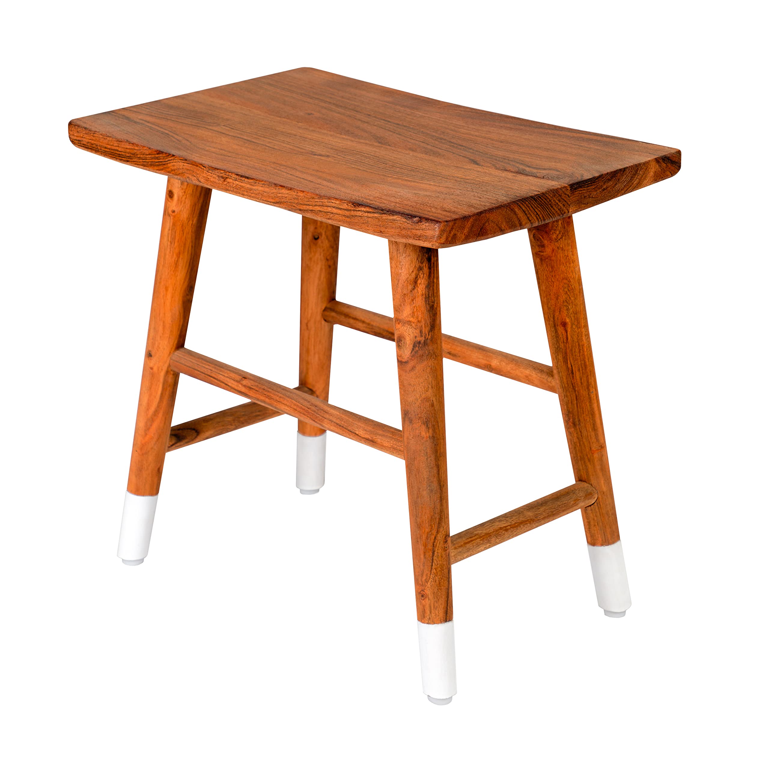 TUP The Urban Port 18-Inch Rectangular Acacia Wooden Side Table with Angled Legs, Warm Brown