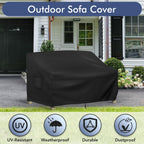 Richwon Outdoor Couch Cover Waterproof, 3-Seater Outdoor Sofa Cover, Patio Furniture Covers With Air Vent And Handles, 78W X 33D