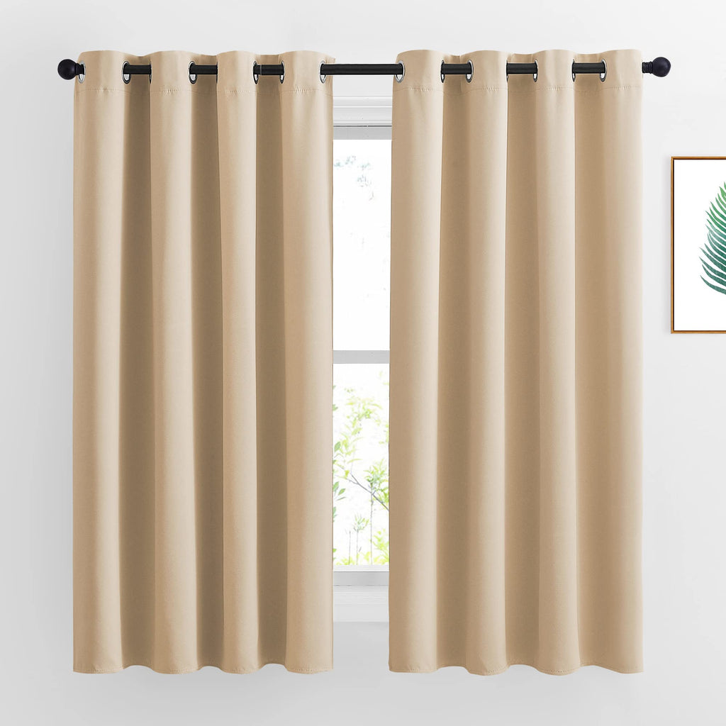 Nicetown Bedroom Curtains Room Darkening Draperies - Biscotti Beige Room Darkening Drapes/Panels For Bedroom, Grommet Top 2-Pack