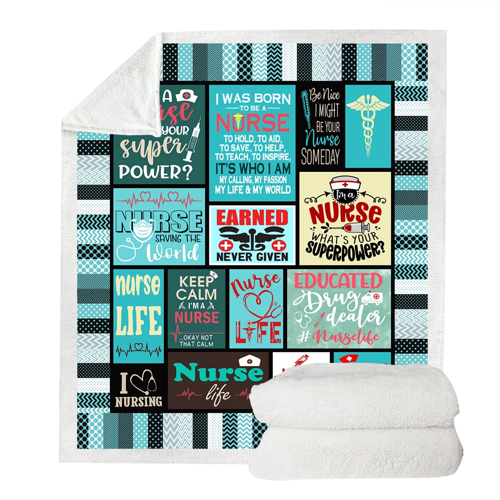 Nurse Gifts Nurses Week Gifts Throw Blanket, Nurse Gifts For Women,Male Nurse Gifts,Soft Fluffy Sherpa Warm Throw Blankets For B