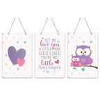 LifeSong Milestones Nursery Decor for Girls and Boys 3 Piece Animals Wall Hanging Sign Set Gift for Children 8x12 (Let Me Love Y
