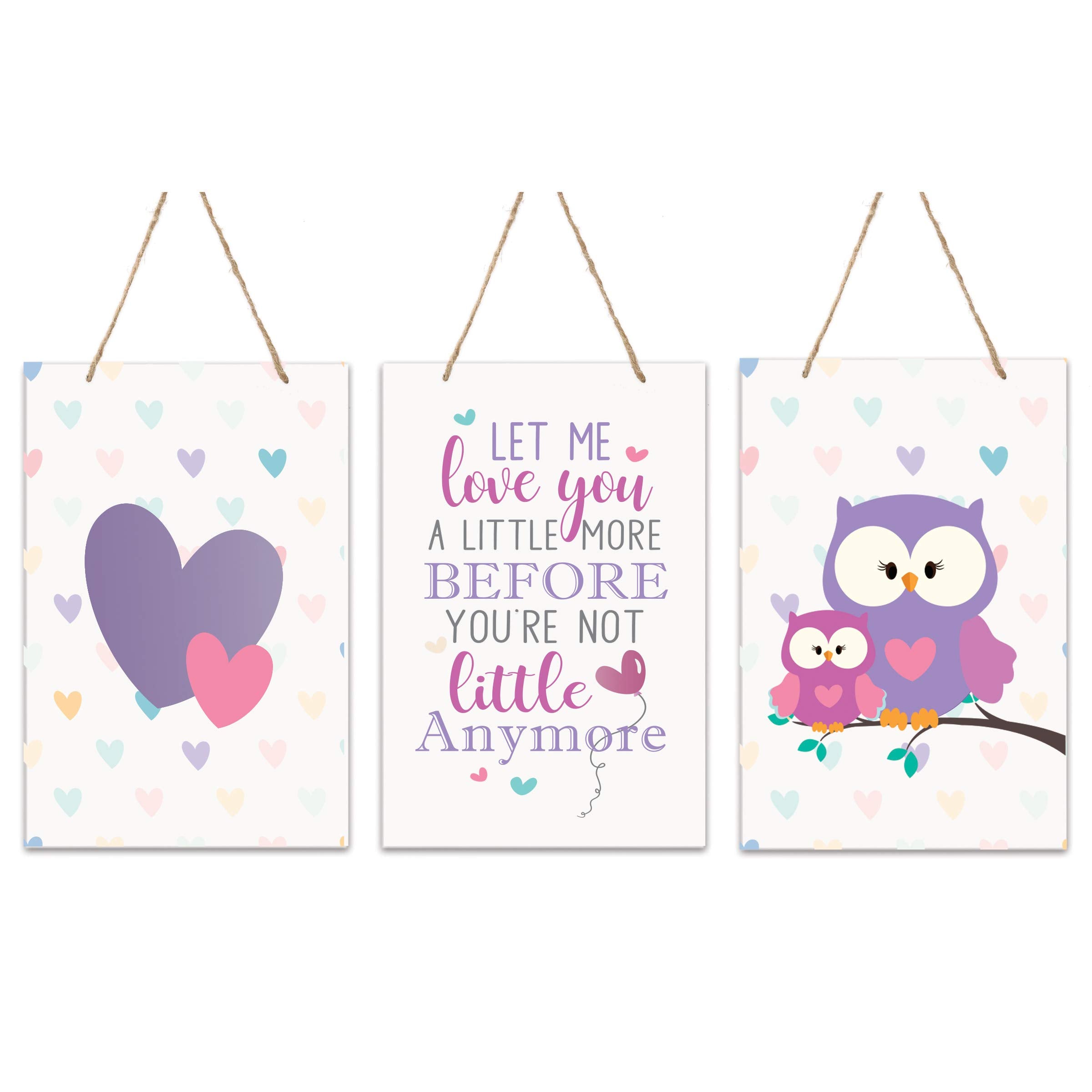 LifeSong Milestones Nursery Decor for Girls and Boys 3 Piece Animals Wall Hanging Sign Set Gift for Children 8x12 (Let Me Love Y