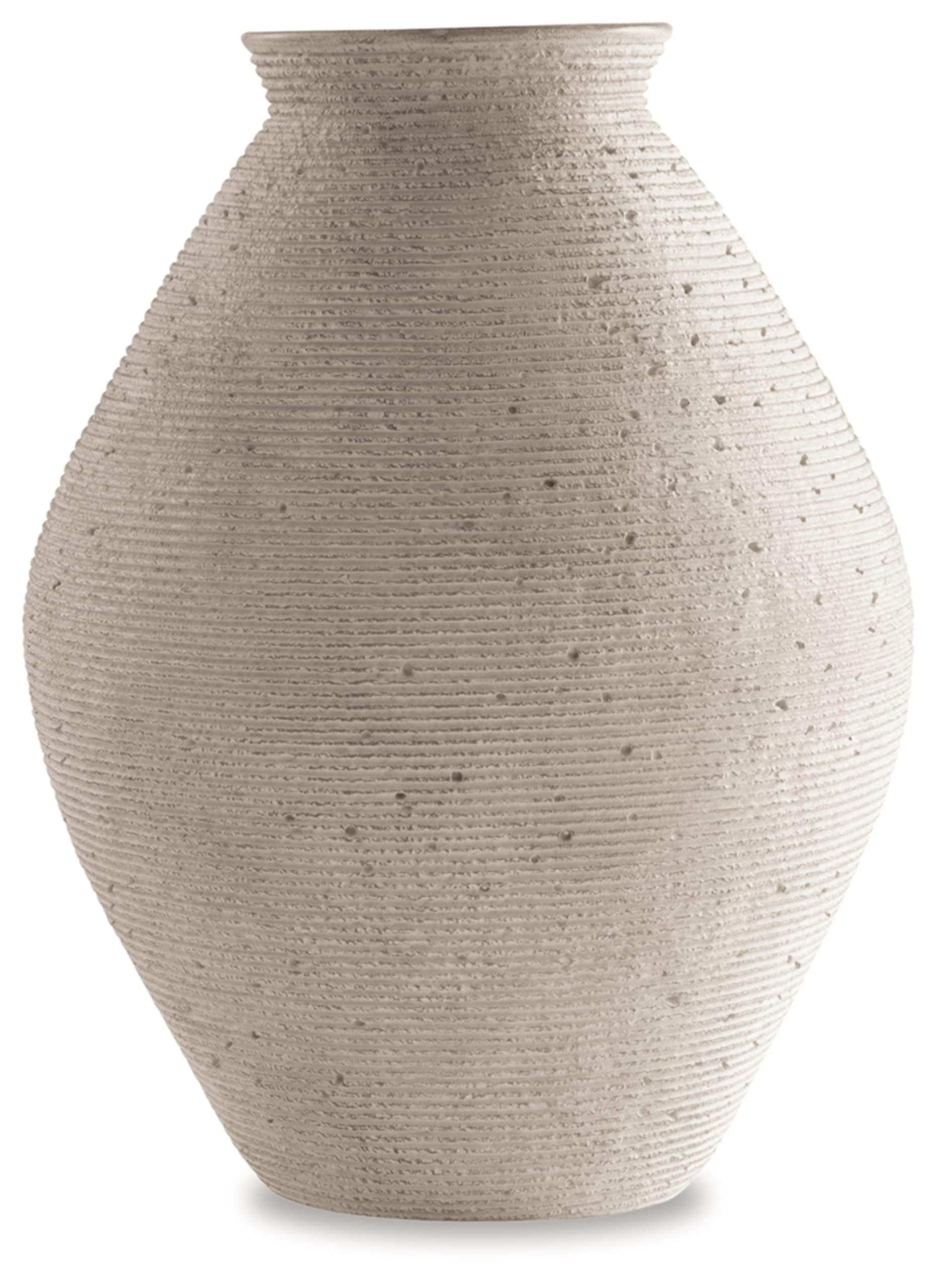 Signature Design by Ashley Hannela 17 Modern Distressed Polyresin Vase, Antique Tan