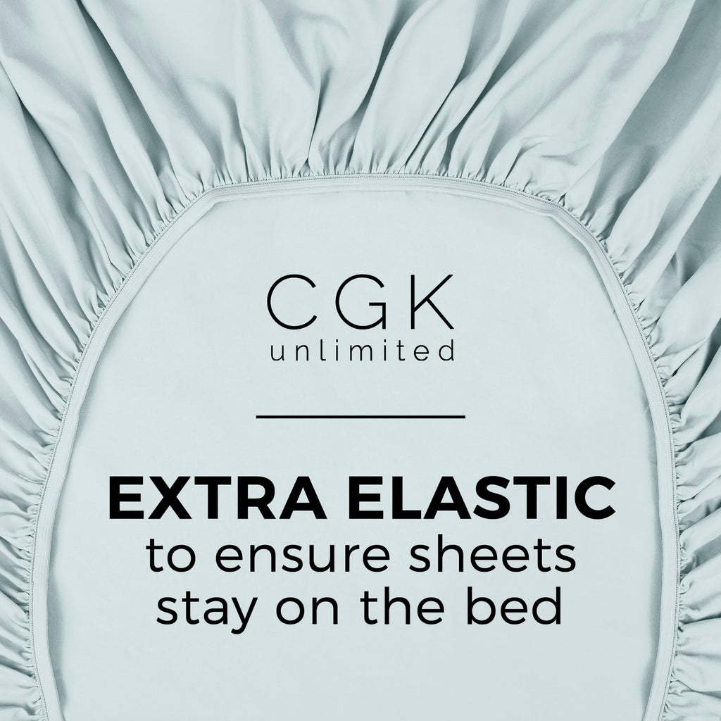 King Size Fitted Bed Sheet - Hotel Luxury Single Fitted Bottom Sheet Only - Fits Mattress Between 8 To 16 Inches - Deep Pockets, Extra Soft And Wrinkle Free - Easy-Fit, Breathable & Cooling - Ice Blue