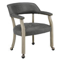 Leemtorig Dining Chairs With Casters And Arms, Large Rolling Dining Chairs With Wheels, Wood Boss Caption'S Chairs, 26' D X 25.
