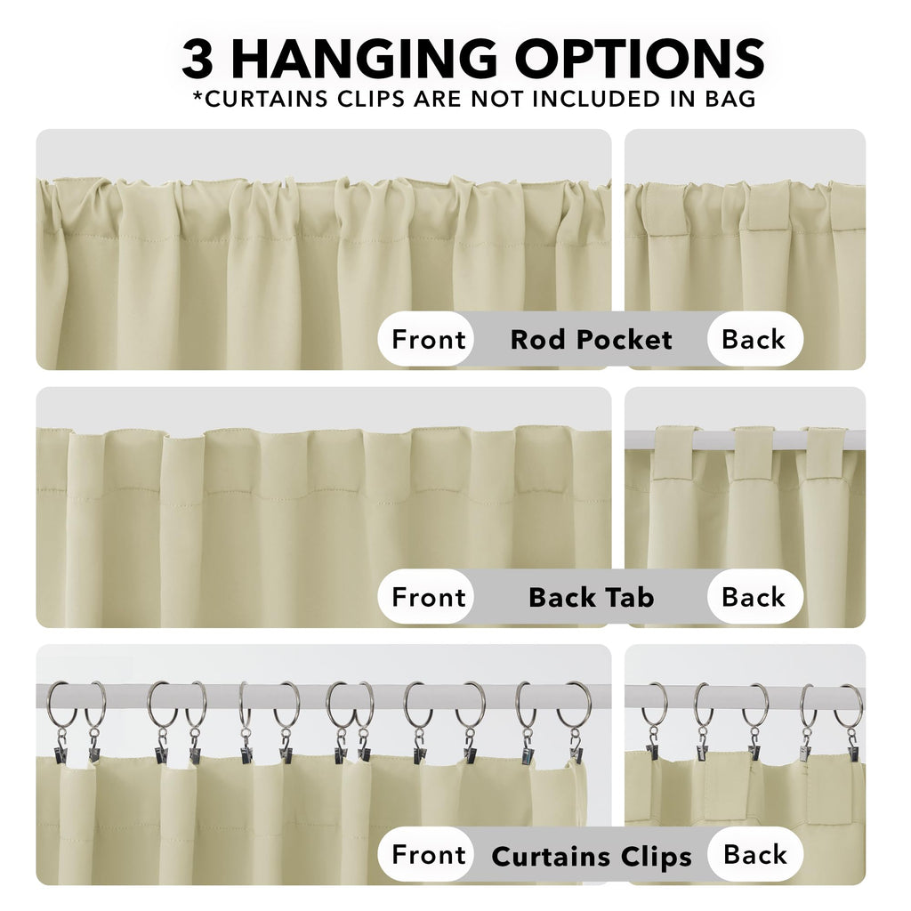 Deconovo Solid Thermal Insulated Window Blackout Curtains, Beige Rod Pocket And Back Tab Curtains - Window Coverings Curtains For Girls Room, 52X95 Inch, Beige, 2 Panels