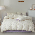 VM VOUGEMARKET Cotton Duvet Cover Set Queen,3 Pieces Purple Floral Bedding Set,Girls Lavender Flower Duvet Cover with Zipper Clo