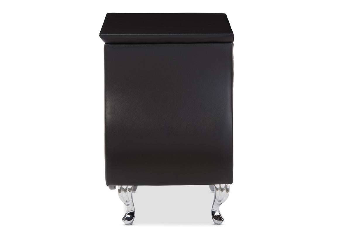 Baxton Studio BBT3116-Black-NS Nightstand, Medium, Black
