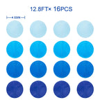 pinkblume Ombre Blue Circle Dot Party Streamer Garland - 205 Ft Tissue Paper Hanging Backdrop for Birthdays, Weddings, Under the Sea