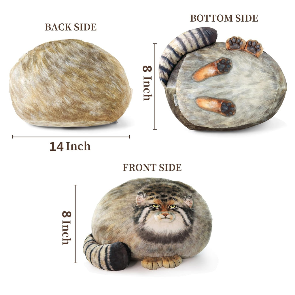 Sew Butiful Steppe Cat Plush, Cat Stuffed Animal 35Cm/14Inch, Pallas Cat Plush Pillow, Cute Plushies For Girls, Soft Plush Pillo