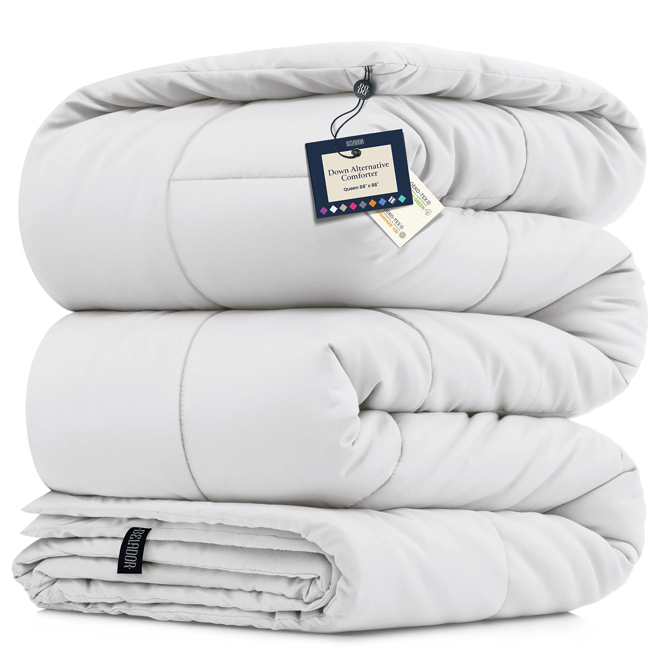 Belador Queen Comforter White Duvet Insert Queen Size Bed Comforter- All-Season Down Alternative Comforters, Mid-Plush Lightweig