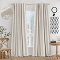 Miulee 100% Blackout Curtains 96 Inches Long, Linen Curtains For Bedroom Living Black Out Window Treatments Thermal Insulated Room Darkening Drapes Back Tab & Rod Pocket, Cream, 2 Panels