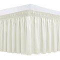 Biscaynebay Wrap Around Bed Skirts For Full & Full Xl Beds 17' Long Drop, Ivory Adjustable Elastic Dust Ruffles Easy Fit Wrinkl