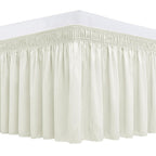 Biscaynebay Wrap Around Bed Skirts For Full & Full Xl Beds 17' Long Drop, Ivory Adjustable Elastic Dust Ruffles Easy Fit Wrinkl