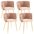 Kiztir Velvet Dining Chairs Set Of 4, Upholstered Dining Room Chairs With Gold Metal Legs, Luxury Tufted Dining Chairs For Livin