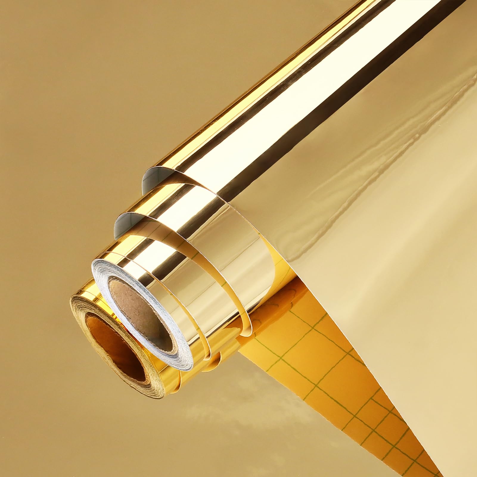 Wallercity Flexible Gold Mirror Sticker Peel and Stick Mirror Wallpaper Self Adhesive Mirror Sheet Stickers Golden Contact Paper