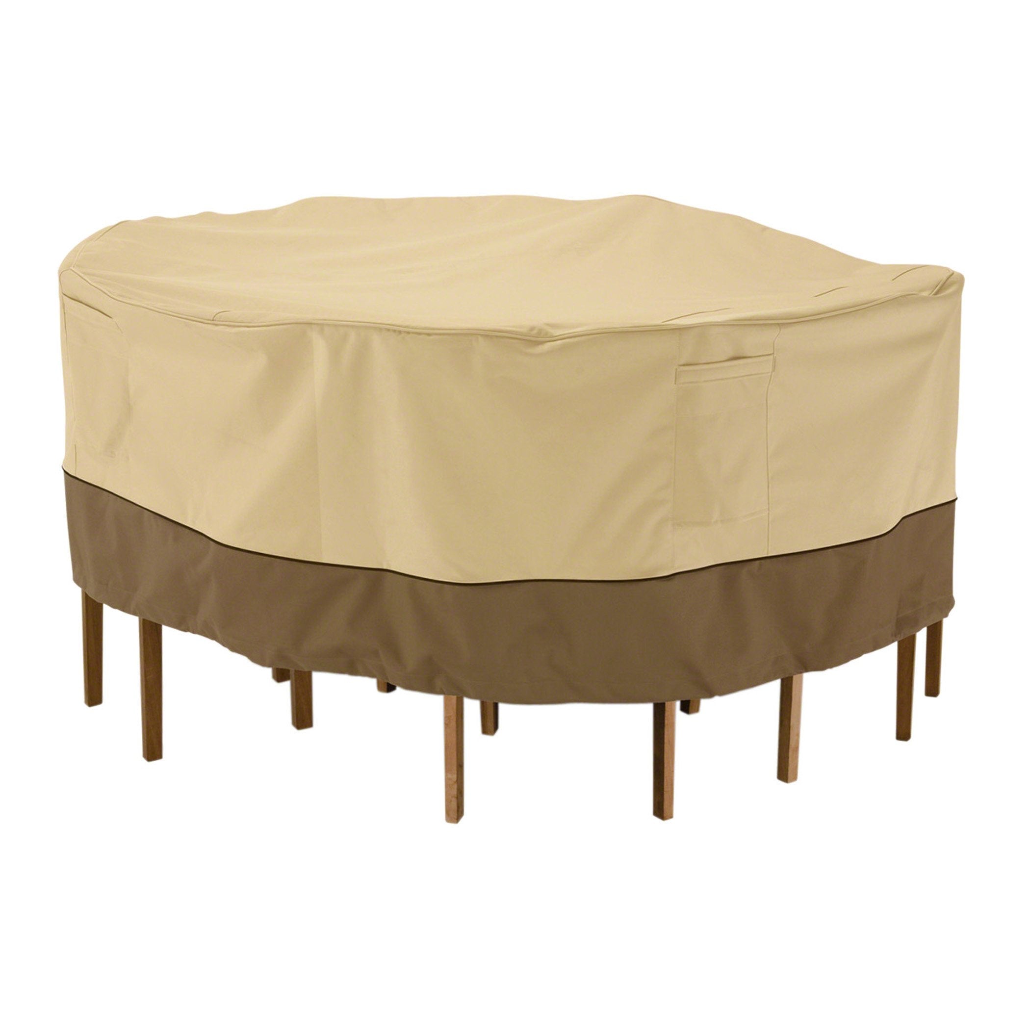 Classic Accessories Veranda Water-Resistant 60 Inch Round Patio Table & Chair Set Cover, Outdoor Table Cover