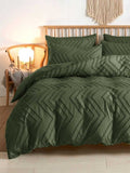 Nanko Olive Green California King Duvet Cover, 3Pc Boho Tufted Microfiber Cal King Comforter Cover Set, All Season Aesthetic Sof