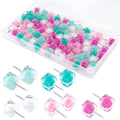 Vinumen 80Pcs Clear Push Pins Cute Push Pins Decorative For Cork Board, Bulletin Board, Memo Board Or Wall (White Pink Green)