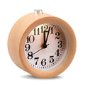 EC VISION Handmade Classic Small Round Silent Table Snooze Beech Wood Alarm Clock with nightlight