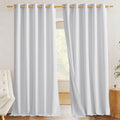 NICETOWN 100% Absolutely Blackout Linen Curtains with Thermal Insulated White Liner, White, W62, 2 Pieces, Noise Reducing Textur