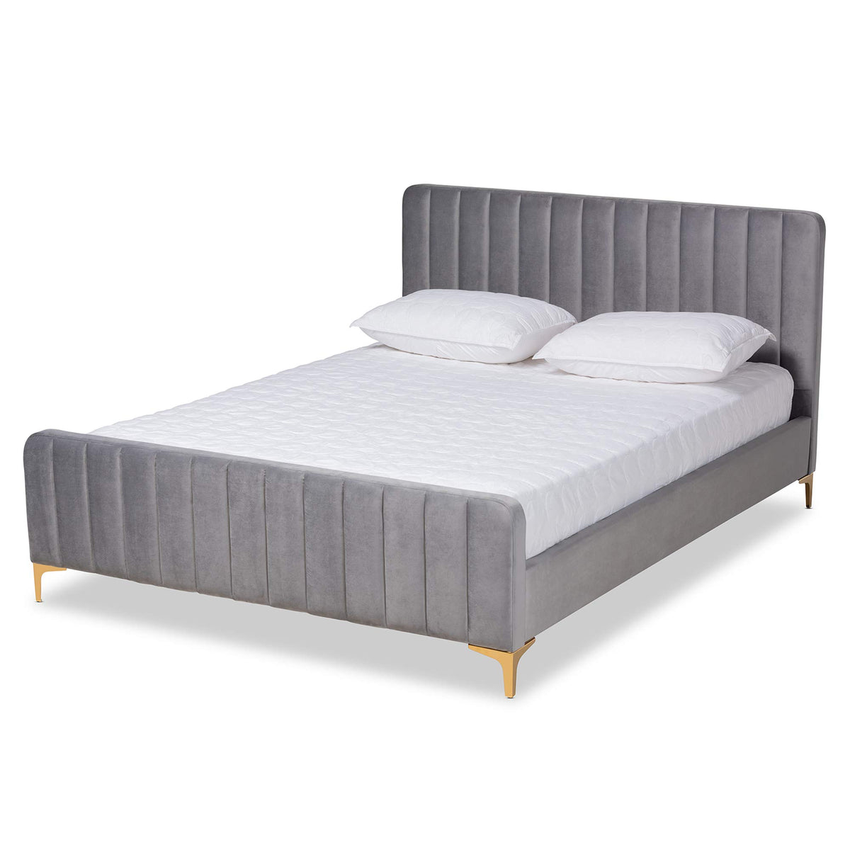 Baxton Studio Nami Beds (Platform), King, Light Grey