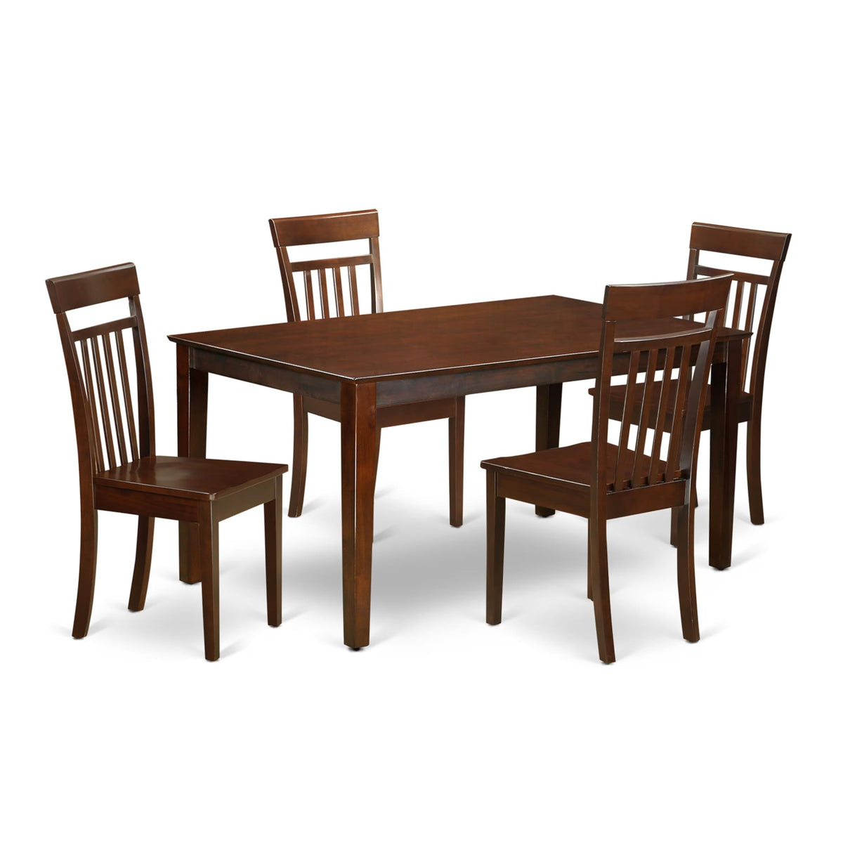 East West Furniture CAP5S-MAH-W 5 Piece Dinette Set for 4 Includes a Rectangle Dining Room Table and 4 Kitchen Dining Chairs, 36x60 Inch, Mahogany