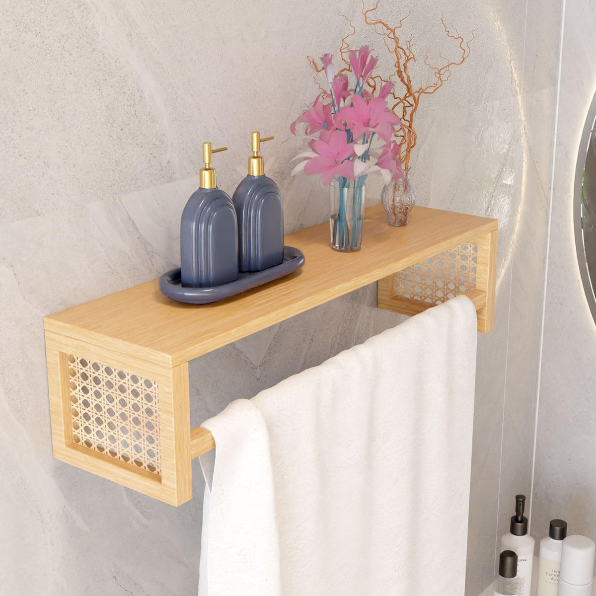Lifelong Towel Holder for Bathroom | Durable & Stylish Bamboo Rattan Bathroom Towel Rack & Hanger | Solid & Multipurpose Stand &