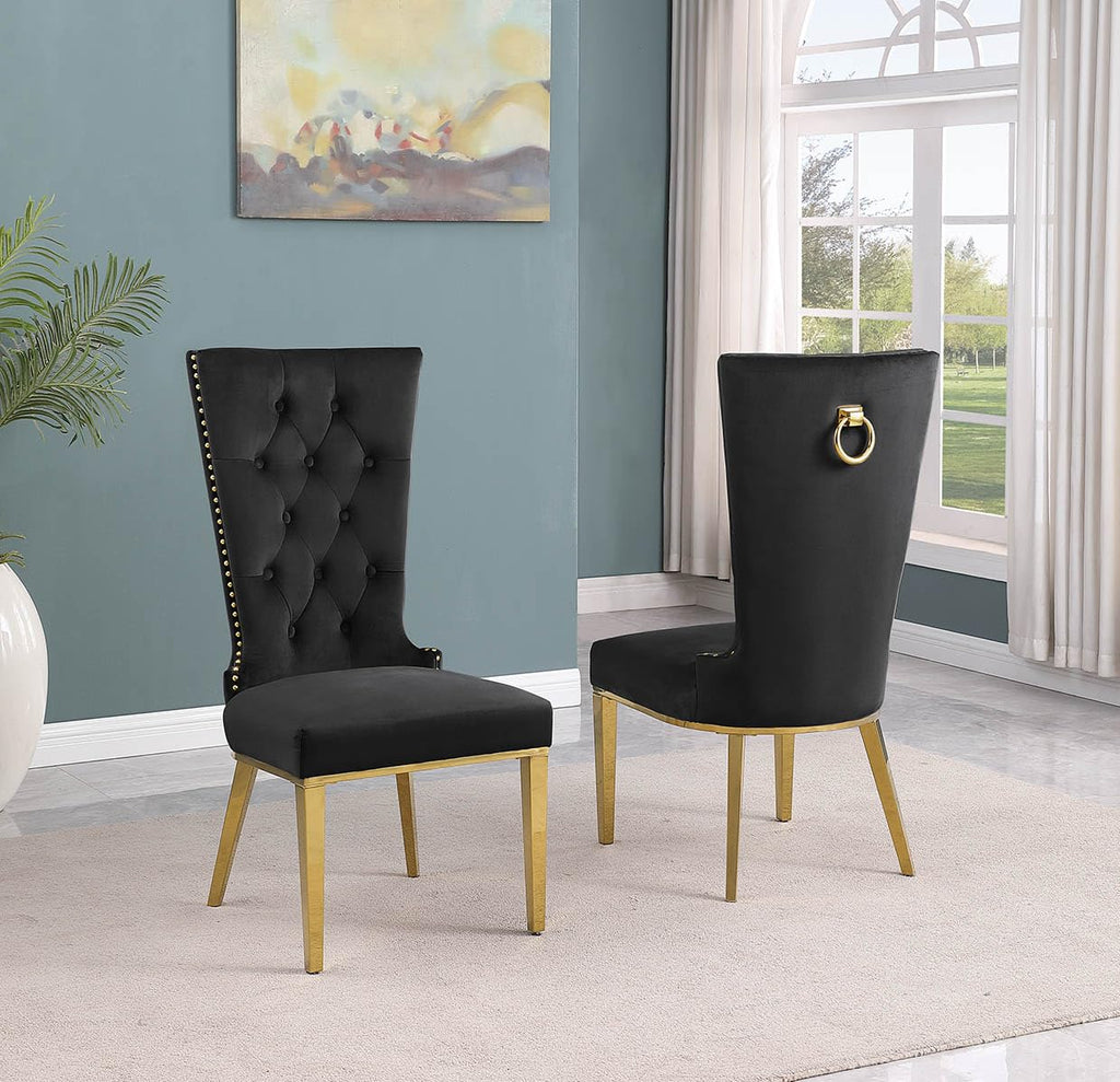 Best Quality Furniture SC330-337 Dining Chairs, Black/Gold