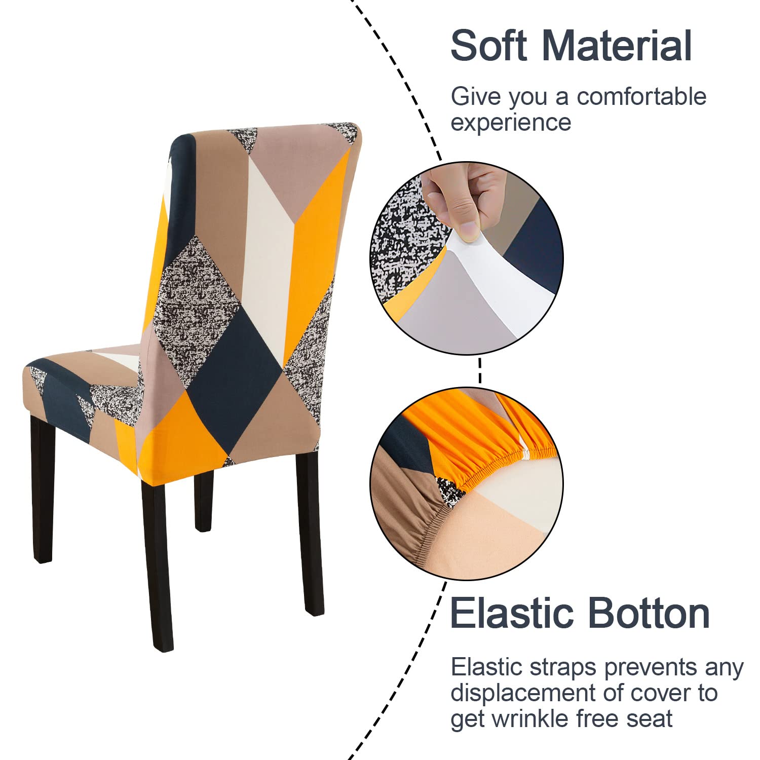 Jqinhome Dining Chair Covers Set Of 4,Magic Cube High Stretch Removable Washable Parsons Chair Slipcover For Dining Room Home Party Hotel Wedding Ceremony (Geometric Patterns)