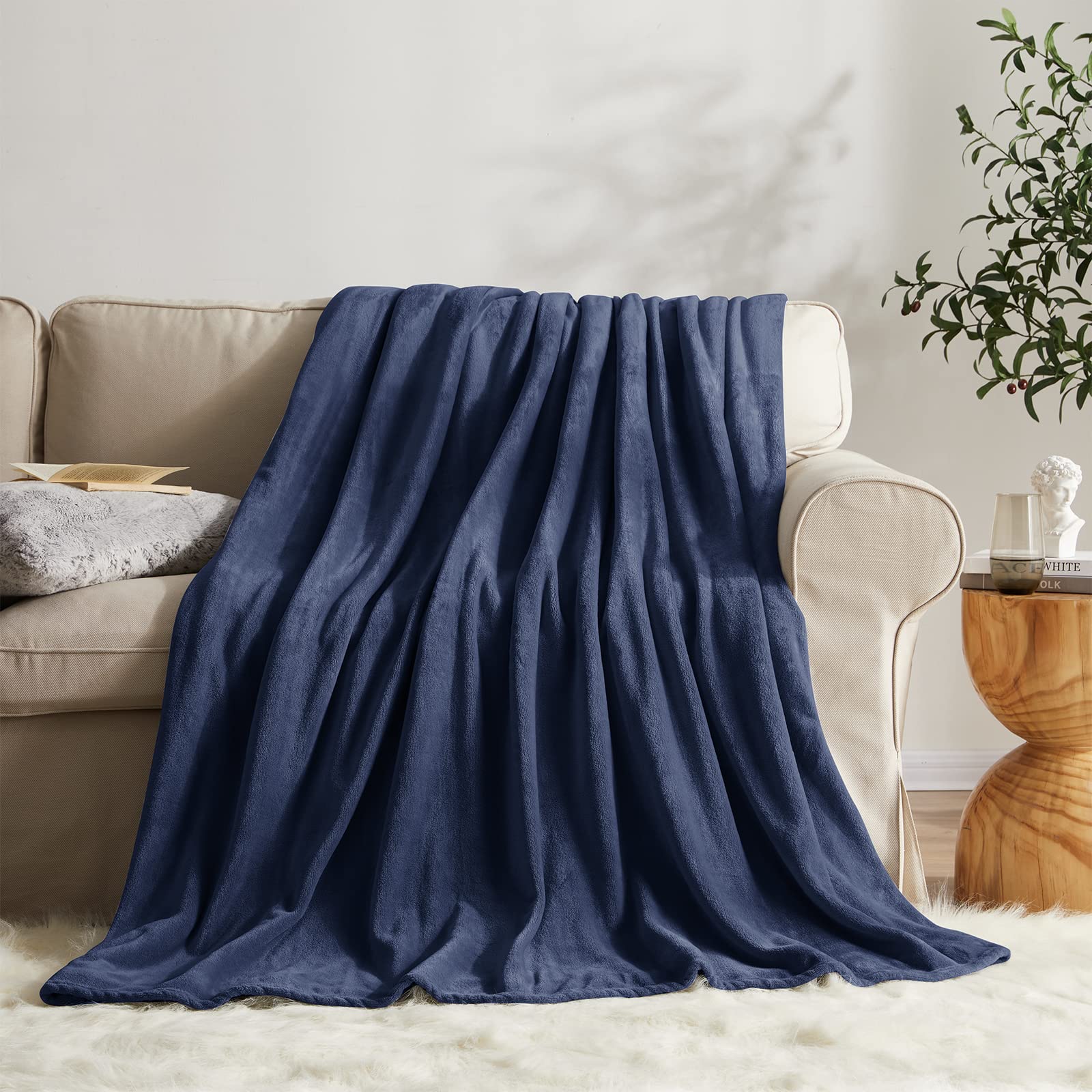 Kmuset Fleece Blanket Twin Size Navy Lightweight Throw Blanket Super Soft Cozy Microfiber Blanket Factory Shop
