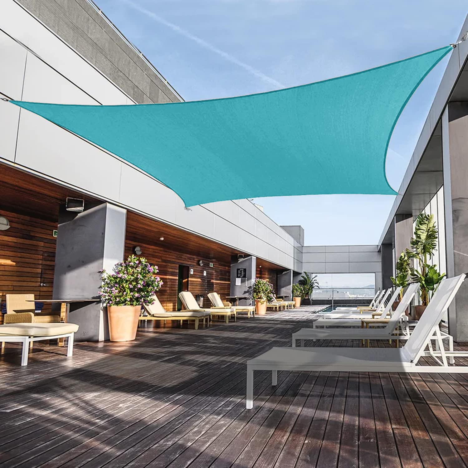 Awnpro 2' X 5' Shade Sails 180Gsm Rectangular Shade Sails Sun Rays Blocking Patio Garden Outdoor Facilities Turquoise