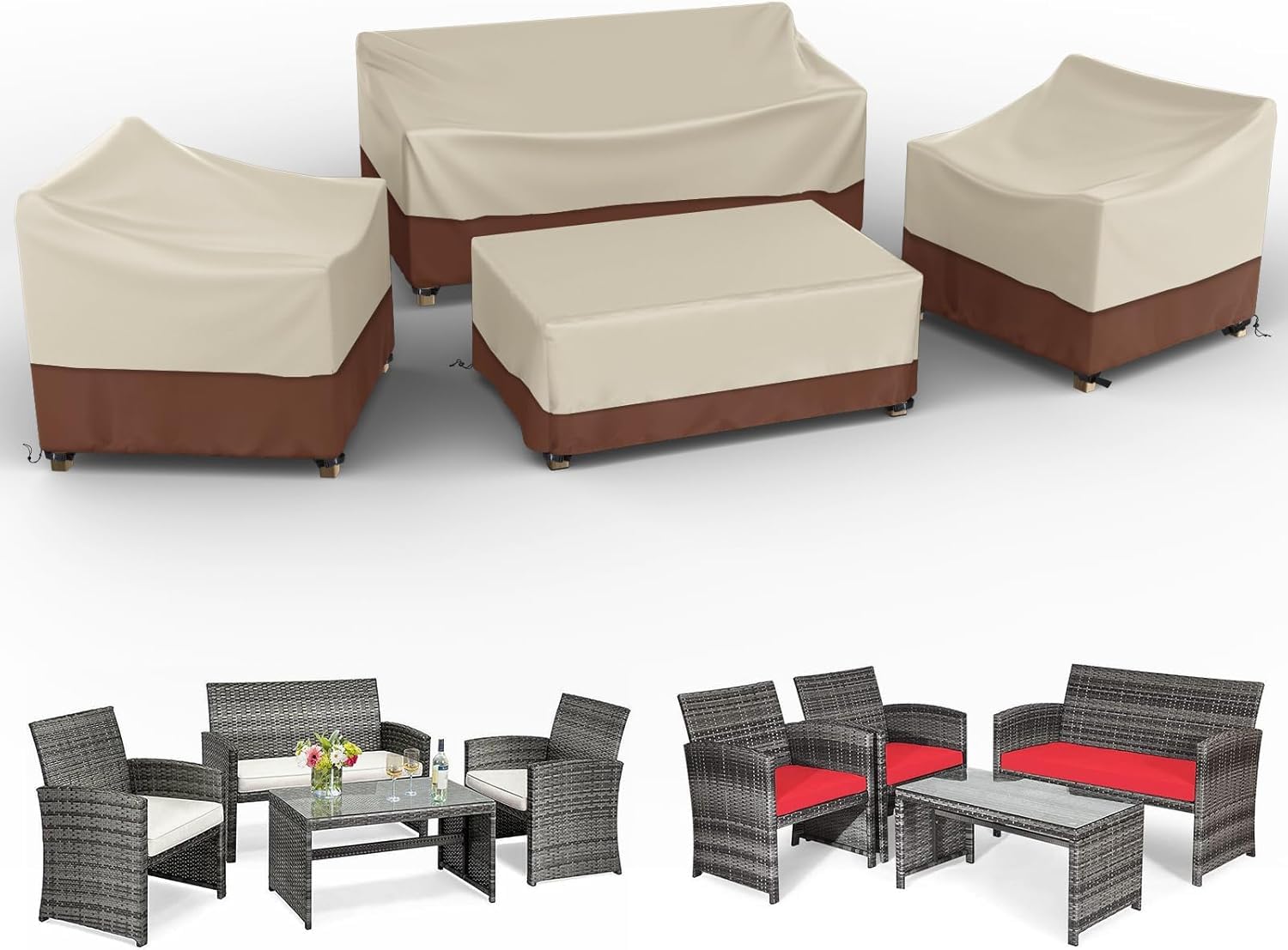 Gasadar Outdoor Furniture Cover Waterproof, Patio Furniture Set Covers For Patio Loveseat, Chair And Coffee Table, 600D Heavy Du
