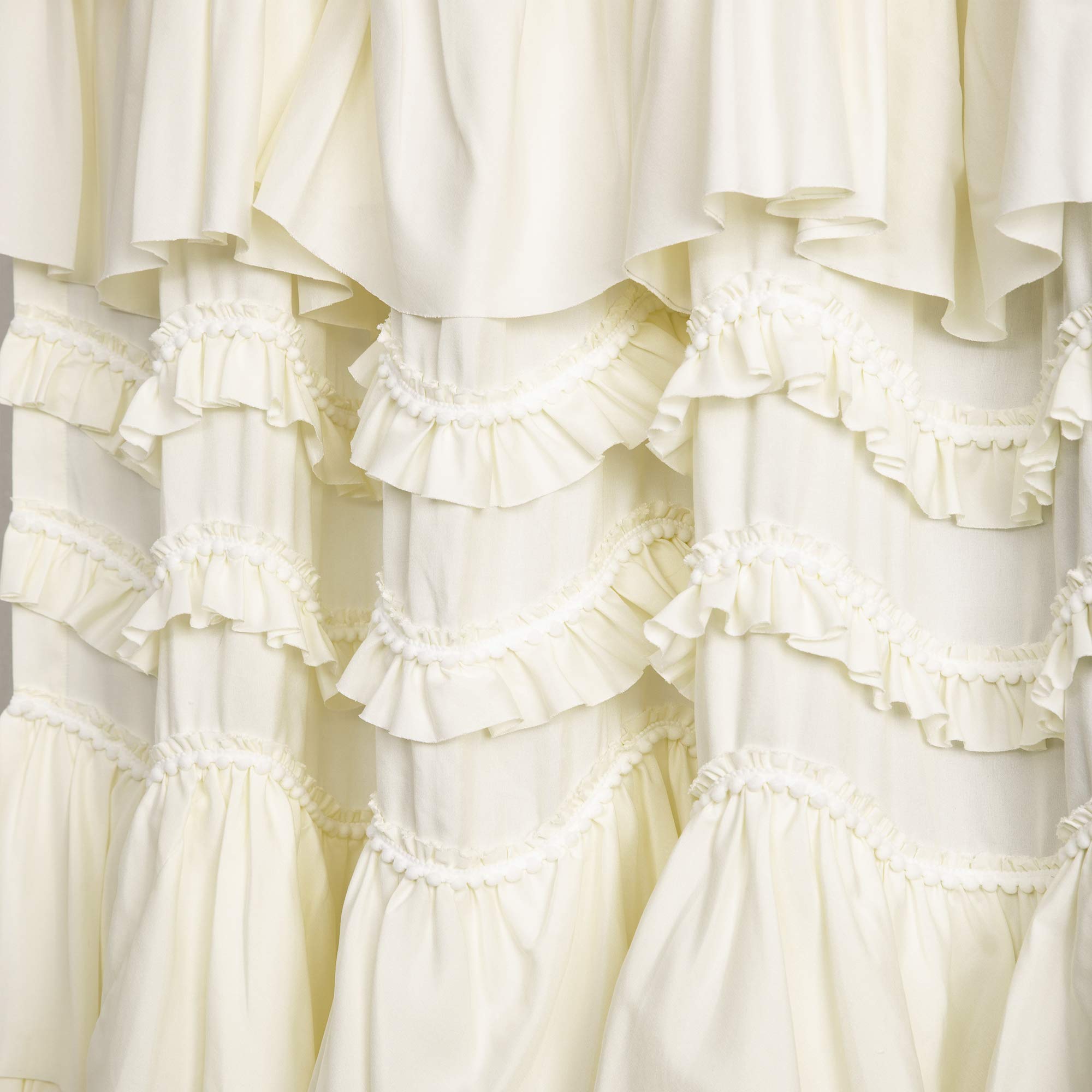 Lush Decor Ivory Ruffled Curtain Panel, 84? x 52?, Textured Shabby Chic Window Treatment for Living Room, Dining Room, Bedroom
