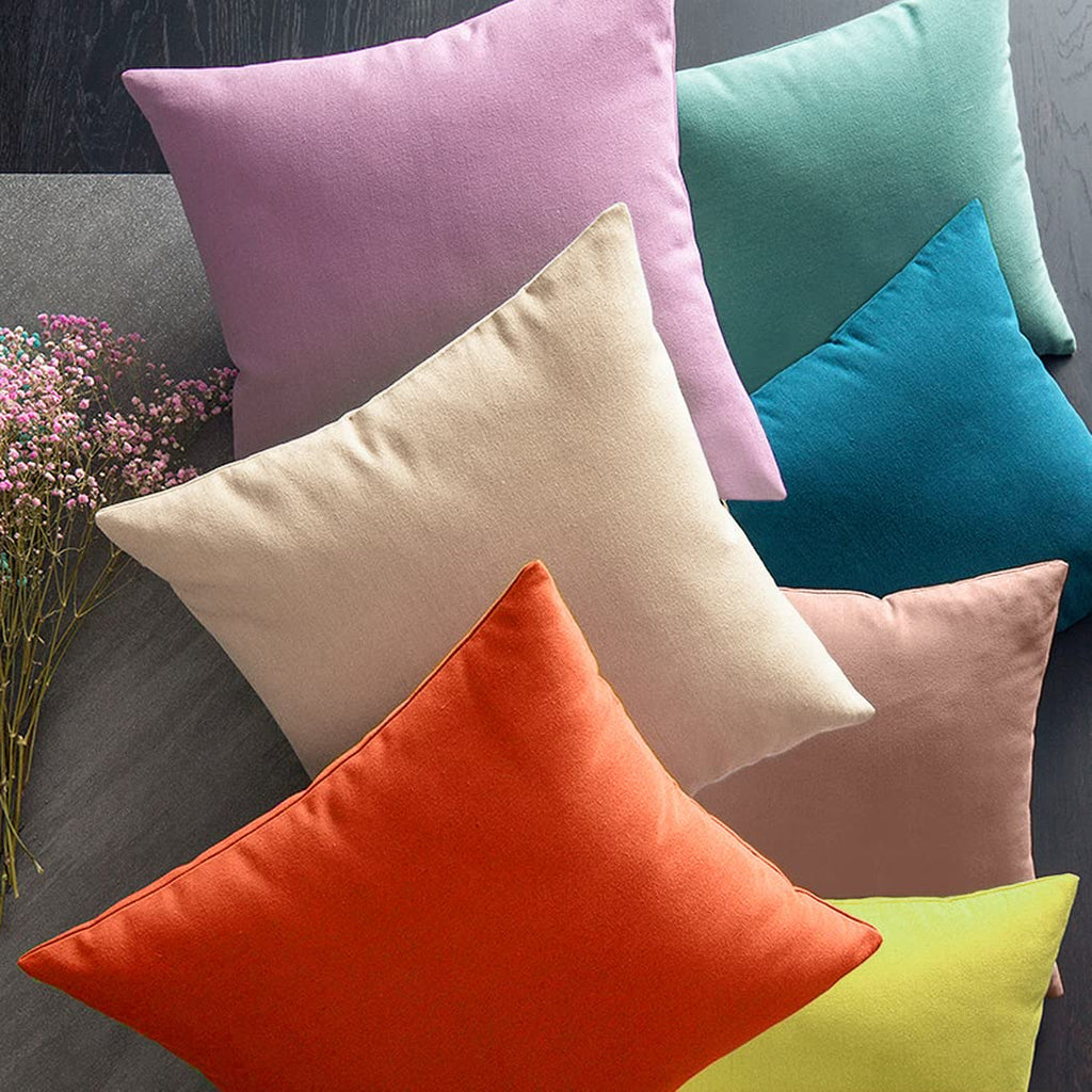 Coddsmz 6 Pack Decorative 100% Cotton Pillow Covers Square Cushion Cover Solid Diy Throw Pillowcase For Spring Home Bed Sofa Hal