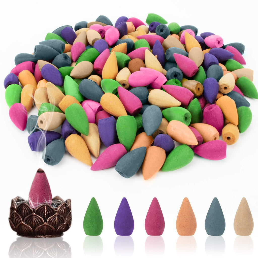Sukh Backflow Incense Cones for Waterfall - Waterfall Scented Incense Cones 108PCS Backflow Smoke Burning Incense Cones Bulk 6 D