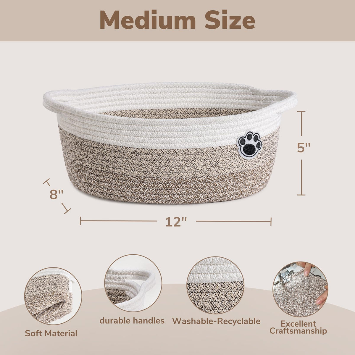 Hichen Dog Toy Basket Small Gift Basket For Baby, Storage Basket For Nursery, Woven Basket For Dog Cat Storage, Nursery Storage