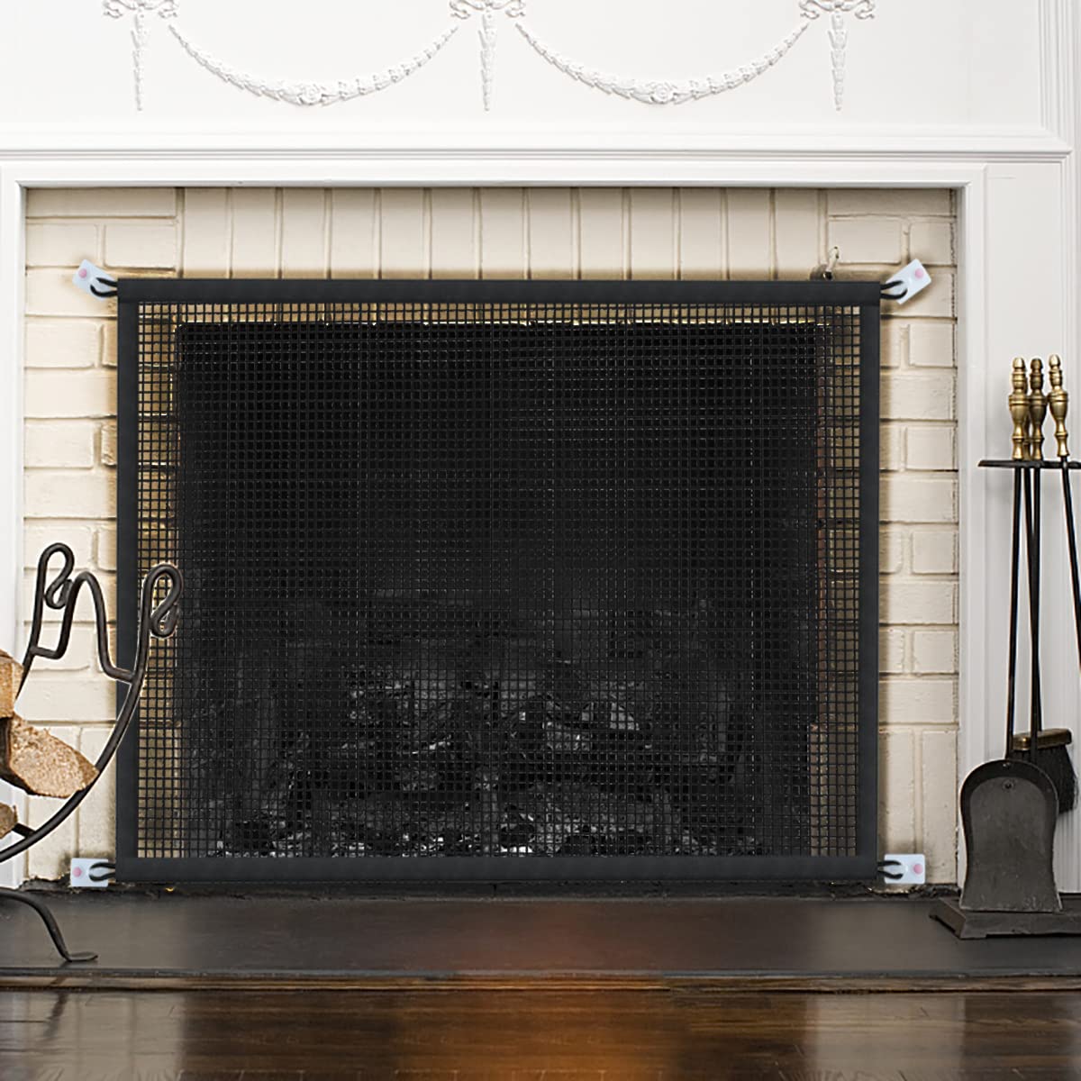 Cupount Fireplace Screen Safe Mesh Gate - Child Proof Barrier for Living Room, 29"x44.5", Black, Model BLW45A