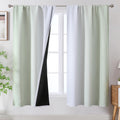 Estelar Textiler Sage Green And Greyish White Ombre Blackout Curtains 63 Inch Length 2 Panels, Full Room Darkening Rod Pocket Cu