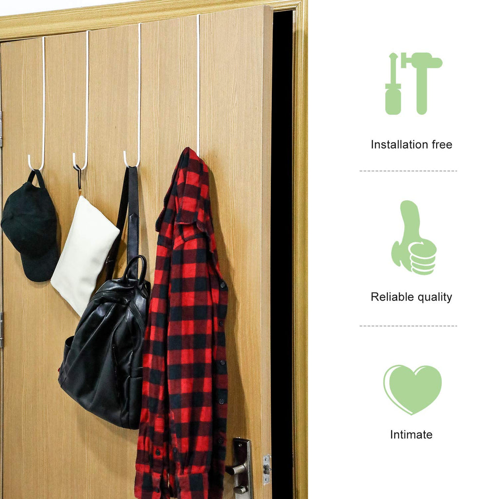 15 Inch Wreath Hanger Hooks Over Door Metal Hooks Practical Clothes Towel Hanger Hooks For Christmas Front Door Decorations (Whi