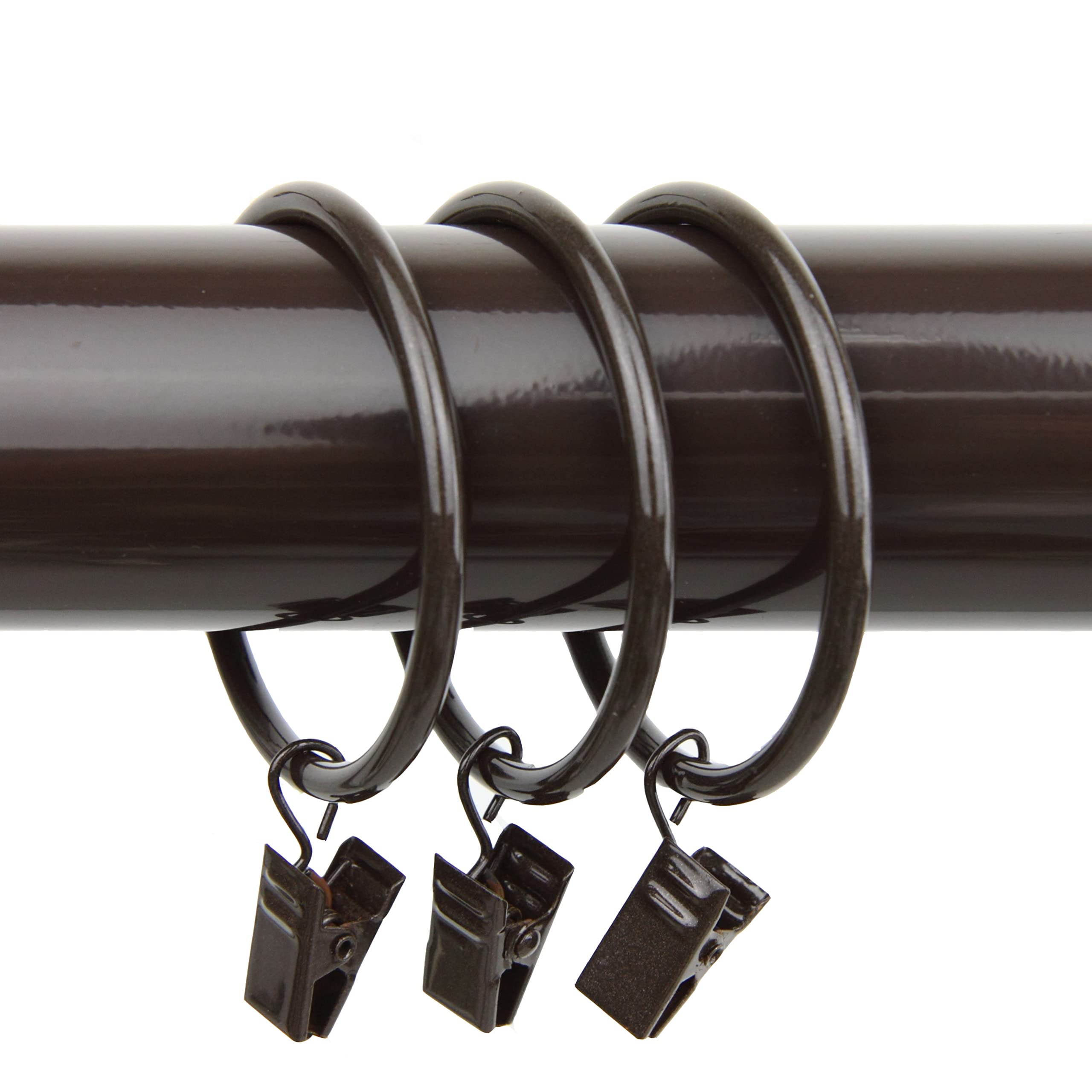 Rod Desyne 2 inch Curtain Rings w/Clip, Cocoa