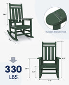 Kingyes Outdoor Patio Rocking Chair, Green
