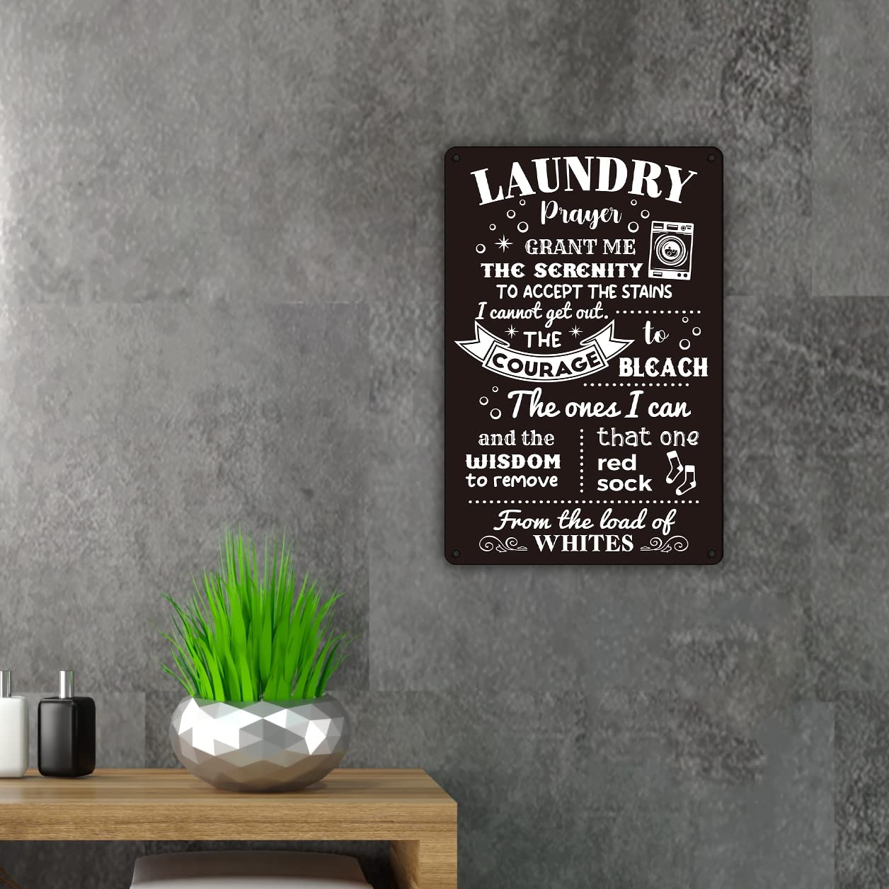 Funny Laundry Room Quote Metal Tin Sign Wall Decor, Laundry Prayer Grant Me The Serenity To Accept Laundry Room Sign For Home De