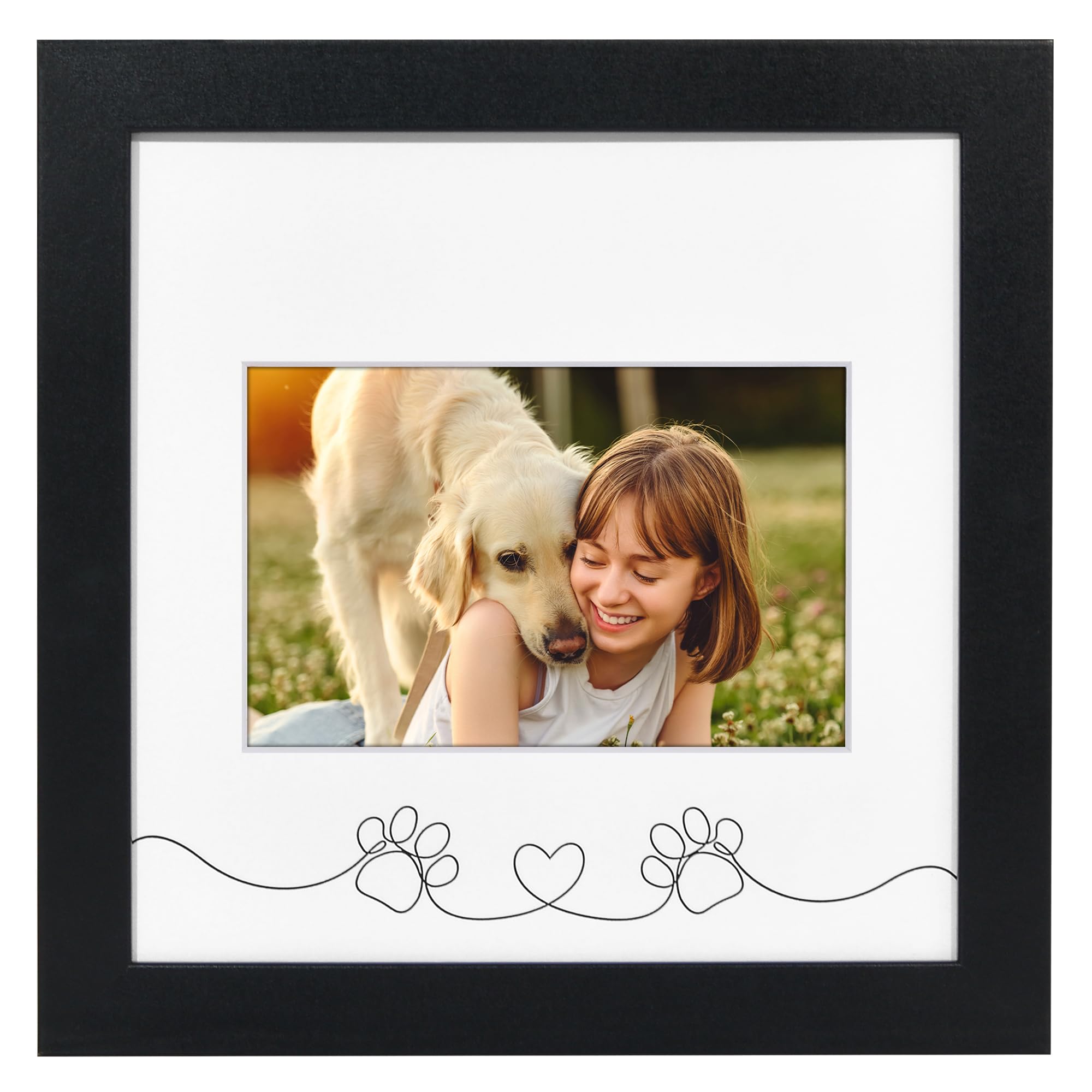 Americanflat Pet Picture Frame with Shatter-Resistant Glass - Use as 8x8 Frame without Mat or 4x6 Frame with 3 Interchangeable M