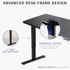 Vivo Electric Height Adjustable 43 X 24 Inch Memory Stand Up Desk, Rustic Vintage Brown Solid One-Piece Table Top, Black Frame, Standing Workstation With Preset Controller, 1B Series, Desk-Kit-1B4N