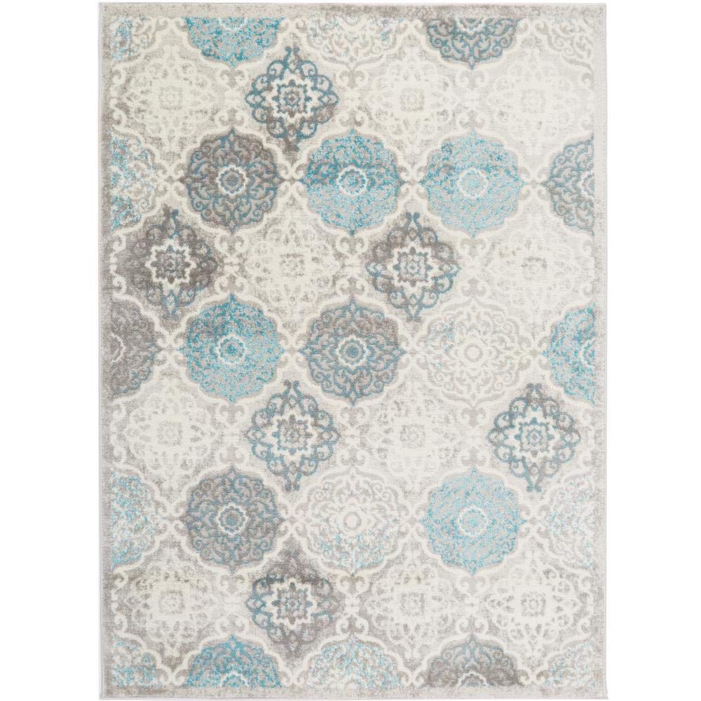 Home Dynamix Boho Andorra Transitional Damask Area Rug, Grey/Blue, 52x72
