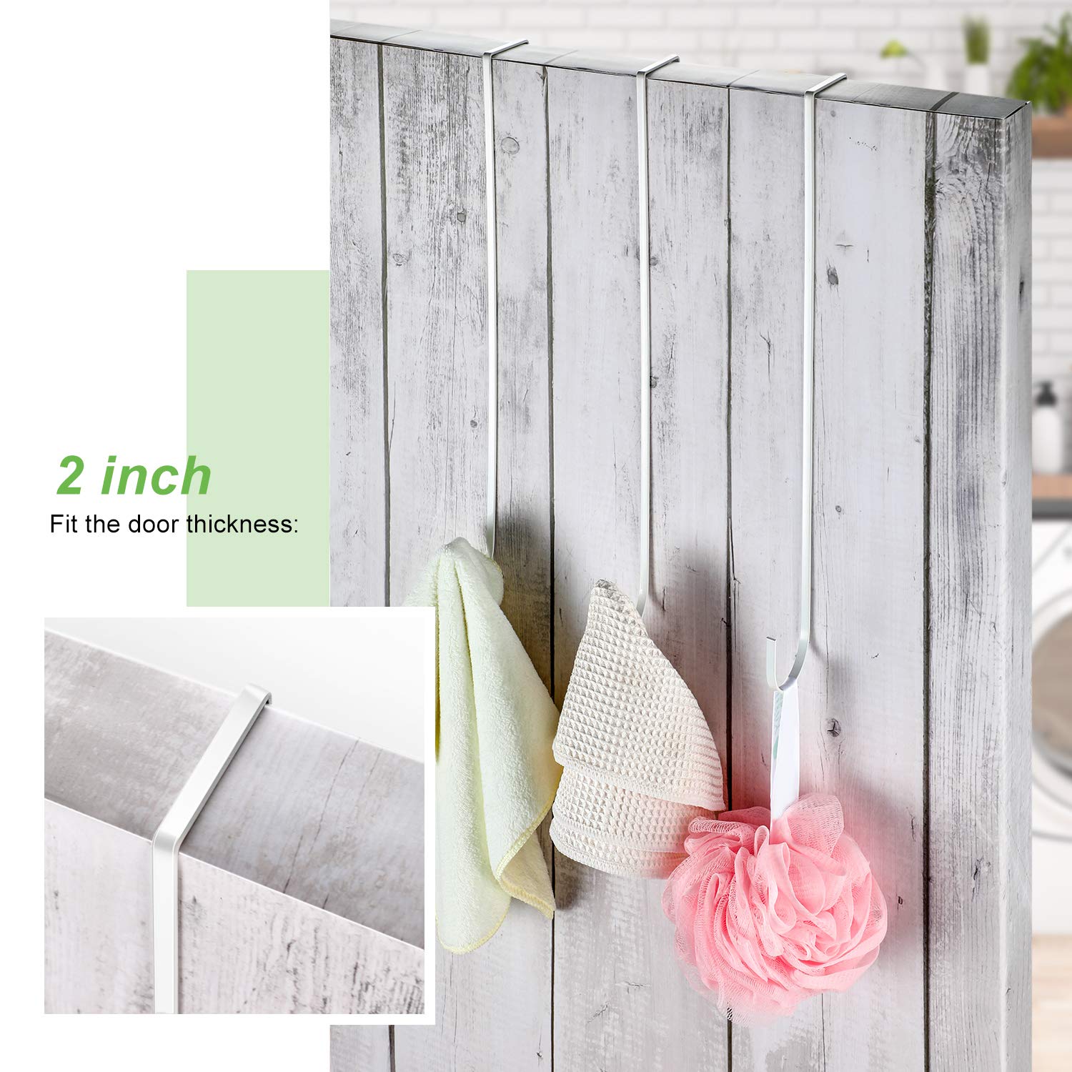 15 Inch Wreath Hanger Hooks Over Door Metal Hooks Practical Clothes Towel Hanger Hooks For Christmas Front Door Decorations (Whi